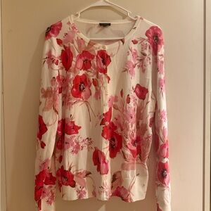 Talbots Floral Sweater in Red and Pink